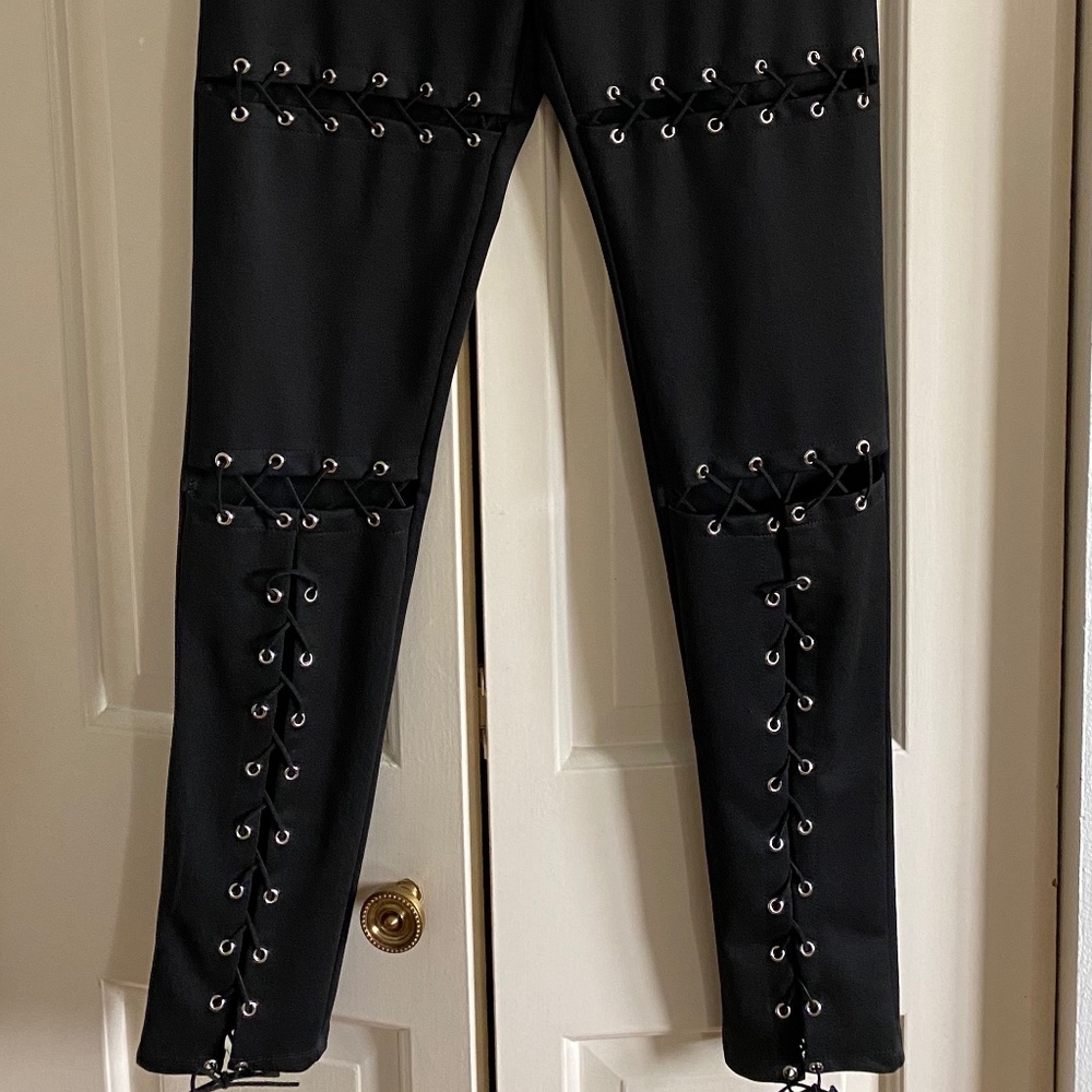Nude Black Lace Up Leggings (DASH store)